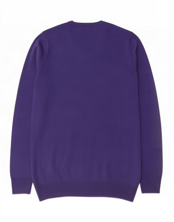 Marks & Spencer Womens V-Neck Jumper Sweater UK 10 Small Blue Acrylic