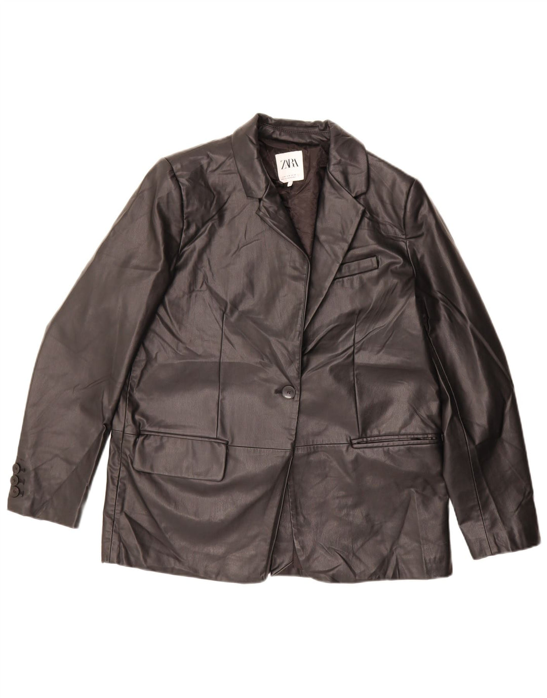 Zara Womens Oversized 1 Button Blazer Jacket UK 14 Medium Black