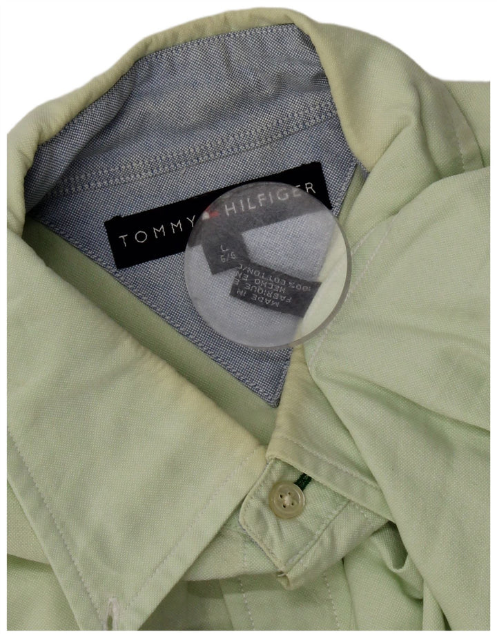 Tommy Hilfiger Mens Shirt Large Green Cotton