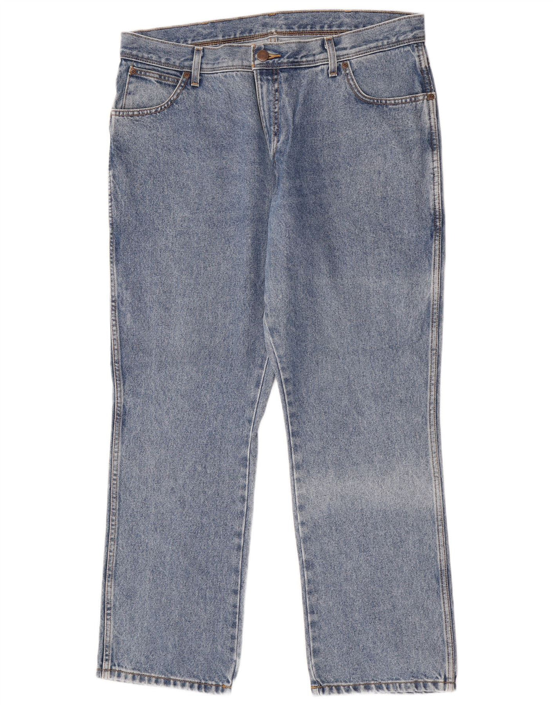 Wrangler Mens Regular Fit Straight Jeans W38 L30 Blue Cotton