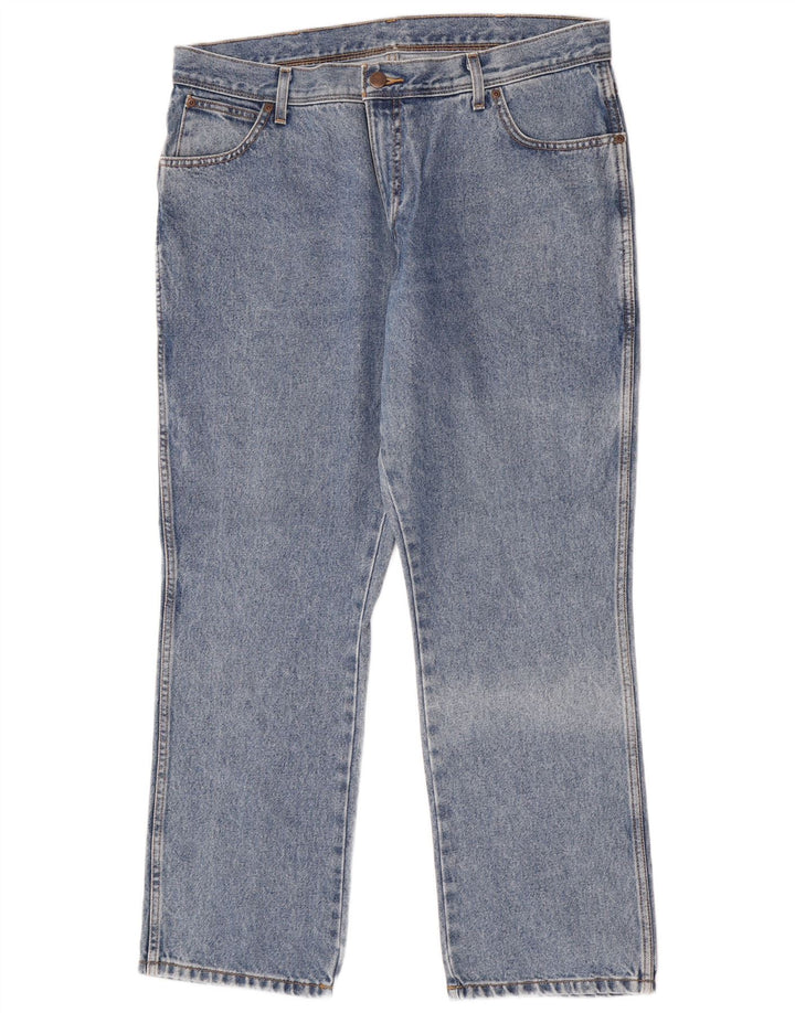 Wrangler Mens Regular Fit Straight Jeans W38 L30 Blue Cotton