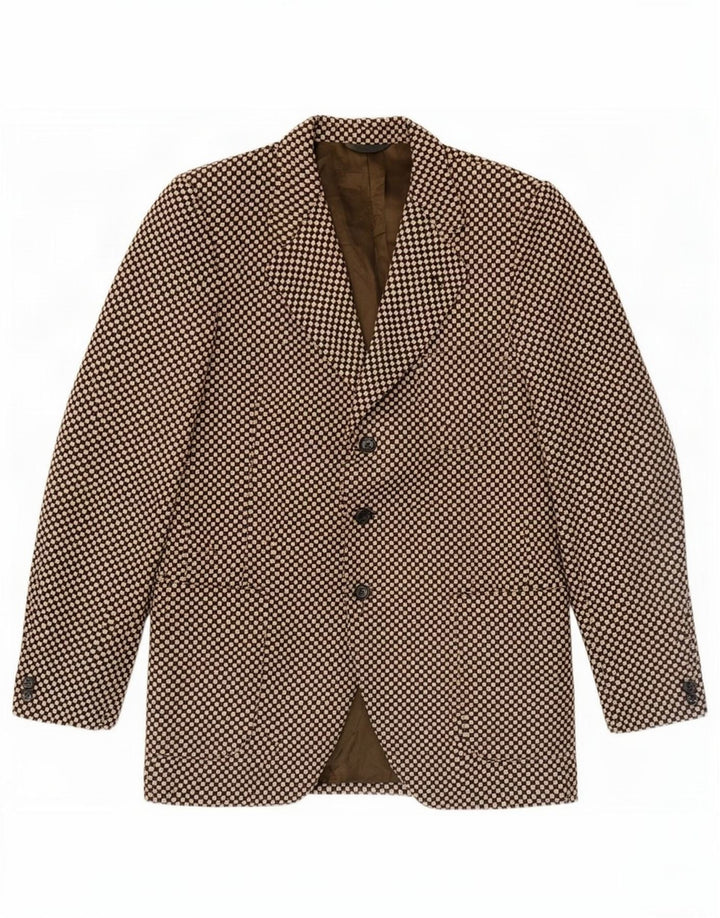 VENTANNI Mens 3 Button Blazer Jacket IT 52 XL Brown Geometric
