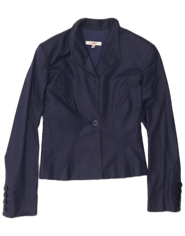 Versace Womens 1 Button Blazer Jacket IT 40 Small Navy Blue Cotton