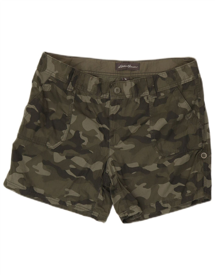 EDDIE BAUER Womens Chino Shorts US 12 Large W36  Khaki Camouflage Cotton