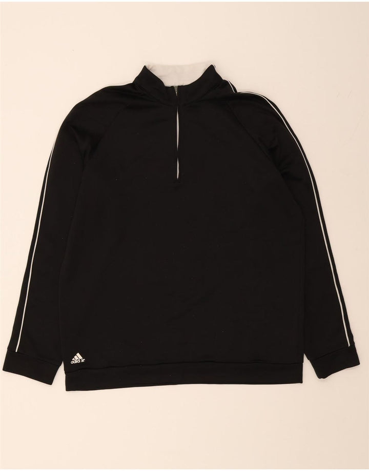 ADIDAS Mens Climalite Zip Neck Sweatshirt Jumper Large Black Polyester Vintage Adidas and Second-Hand Adidas from Messina Hembry 