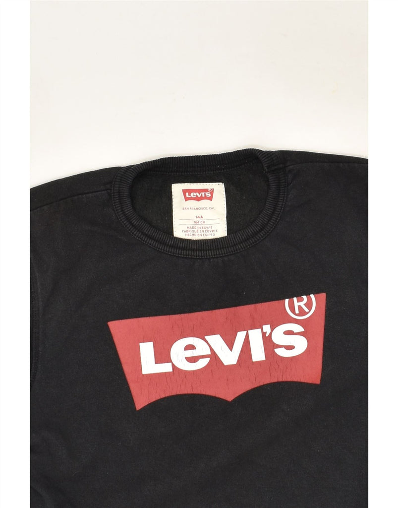 LEVI'S Boys Graphic Sweatshirt Jumper 13-14 Years Black | Vintage Levi's | Thrift | Second-Hand Levi's | Used Clothing | Messina Hembry 