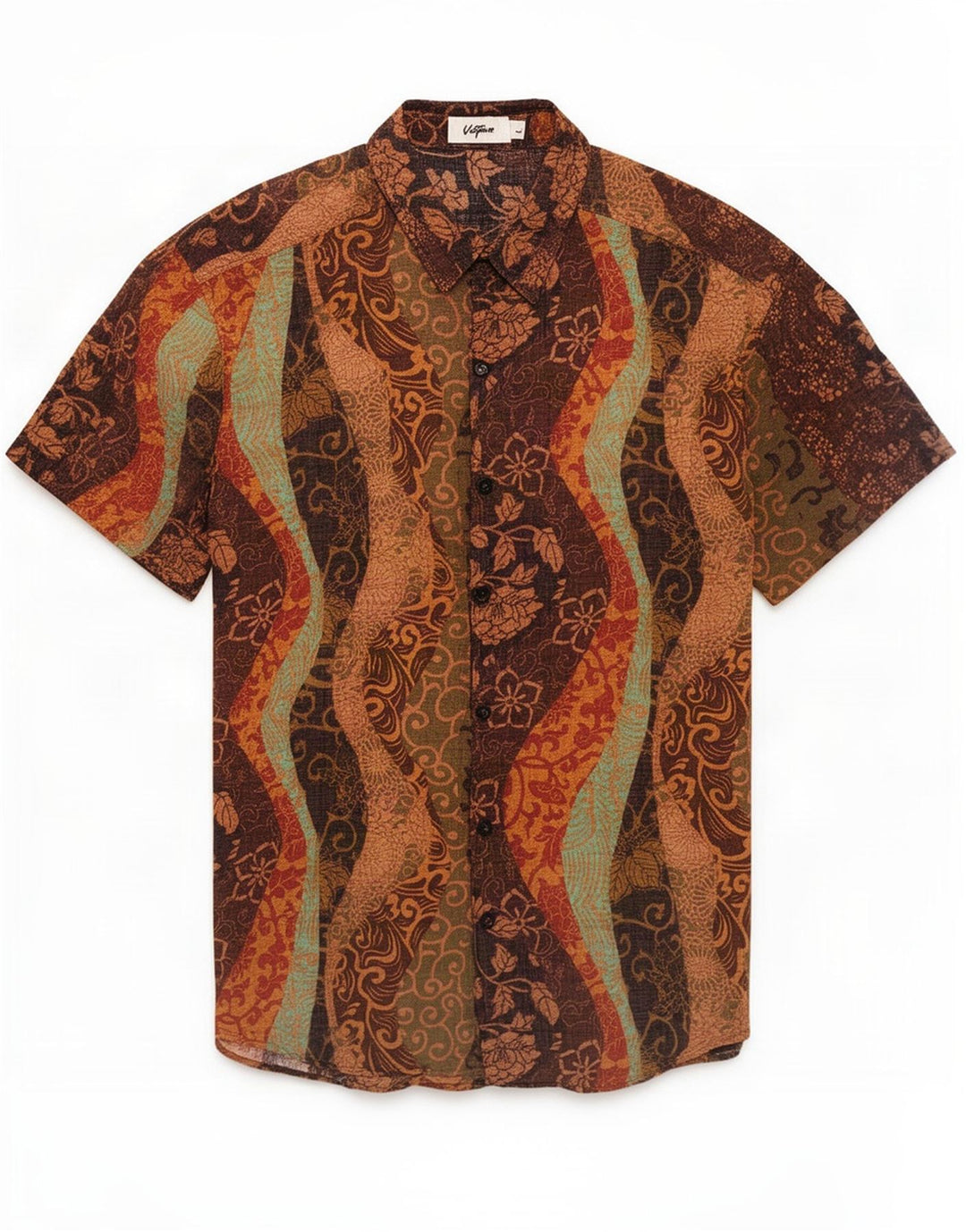 Vatpave Mens Short Sleeve Shirt Large Multicoloured Floral Cotton