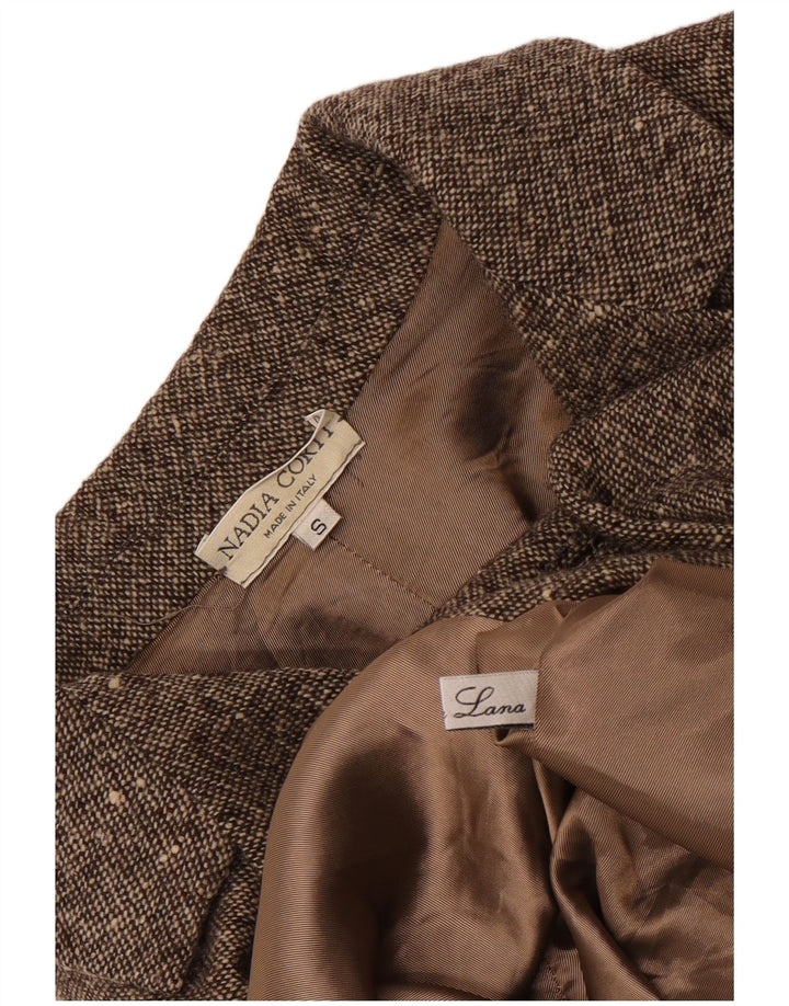 Vintage Womens Overcoat UK 10 Small Beige Flecked Wool