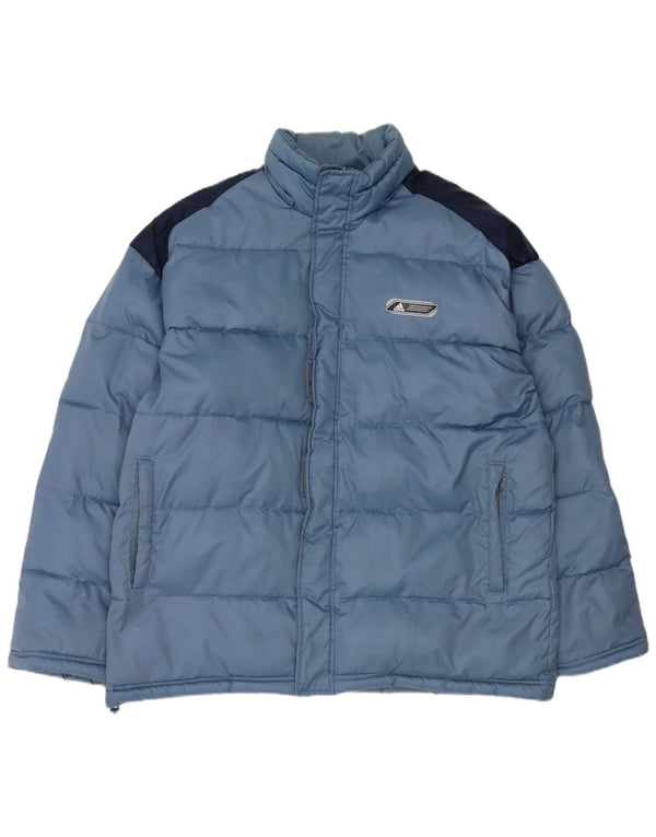 Adidas Mens Padded Jacket UK 40 Large Blue Colourblock Nylon