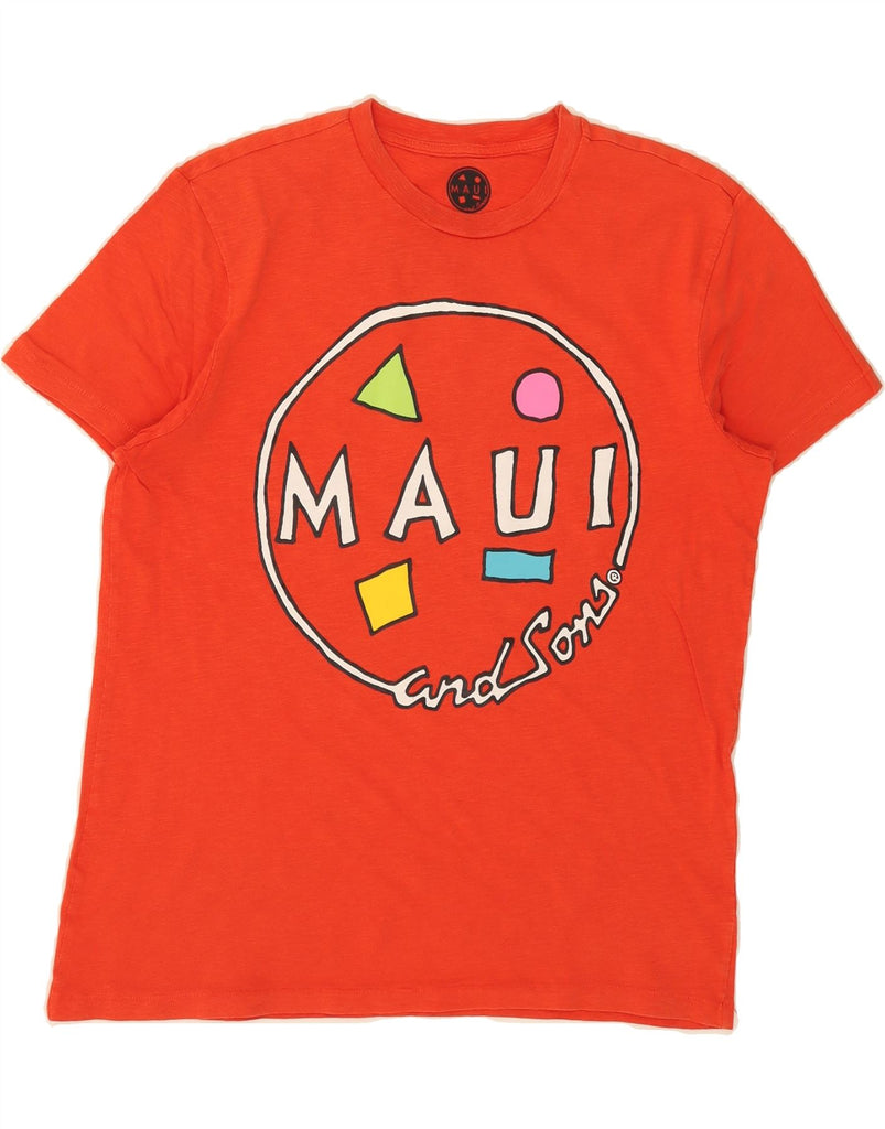 MAUI AND SONS Mens Graphic T-Shirt Top Small Orange Cotton Vintage Maui and Sons and Second-Hand Maui and Sons from Messina Hembry 