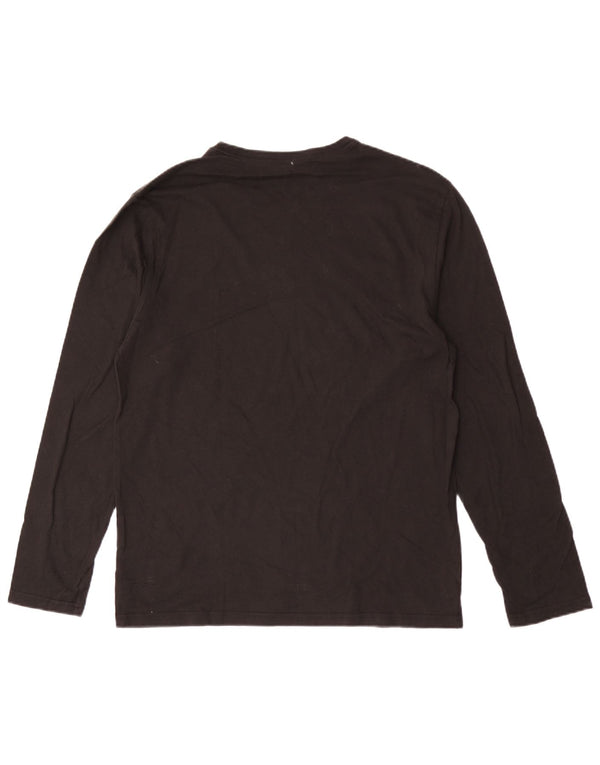 CALVIN KLEIN Mens Top Long Sleeve Large Black Cotton