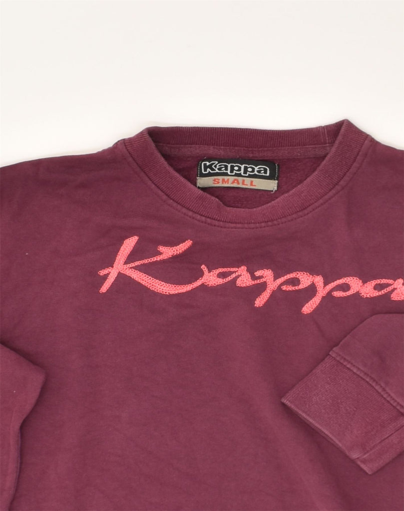 KAPPA Mens Graphic Sweatshirt Jumper Small Maroon Cotton | Vintage Kappa | Thrift | Second-Hand Kappa | Used Clothing | Messina Hembry 