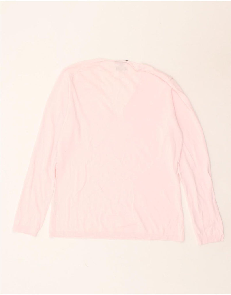 MASSIMO DUTTI Womens V-Neck Jumper Sweater UK 18 XL Pink Cotton | Vintage Massimo Dutti | Thrift | Second-Hand Massimo Dutti | Used Clothing | Messina Hembry 