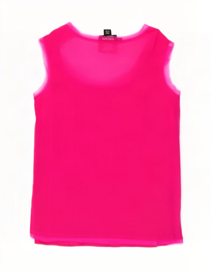Dkny Womens Sleeveless Blouse Top UK 10 Small Pink Silk