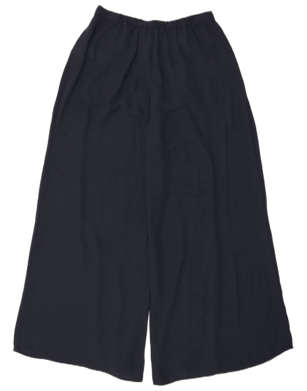 ZARA Womens Wide Leg Casual Trousers Large W32 L31 Navy Blue Polyester