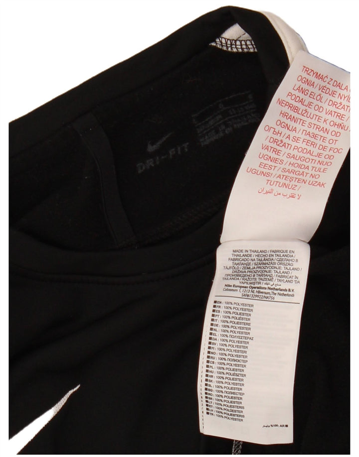 NIKE Boys Dri Fit Top Long Sleeve 12-13 Years Large Black Colourblock