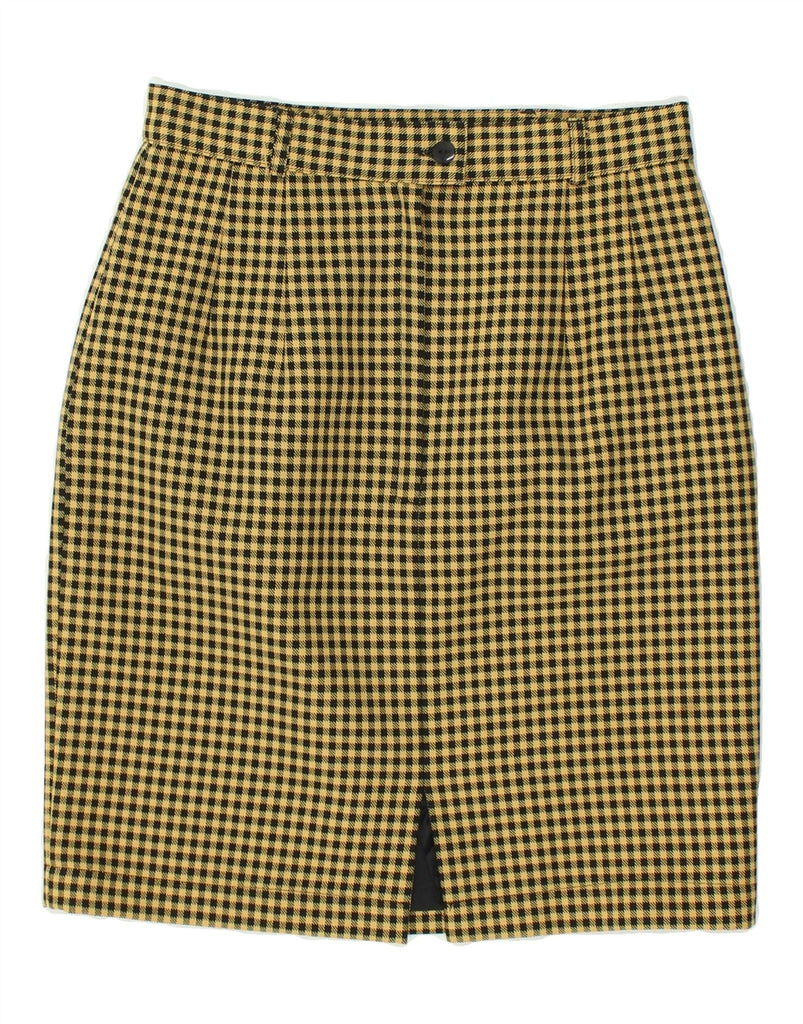 VINTAGE Womens Pencil Skirt UK 10 Small W26  Beige Houndstooth Polyester | Vintage Vintage | Thrift | Second-Hand Vintage | Used Clothing | Messina Hembry 