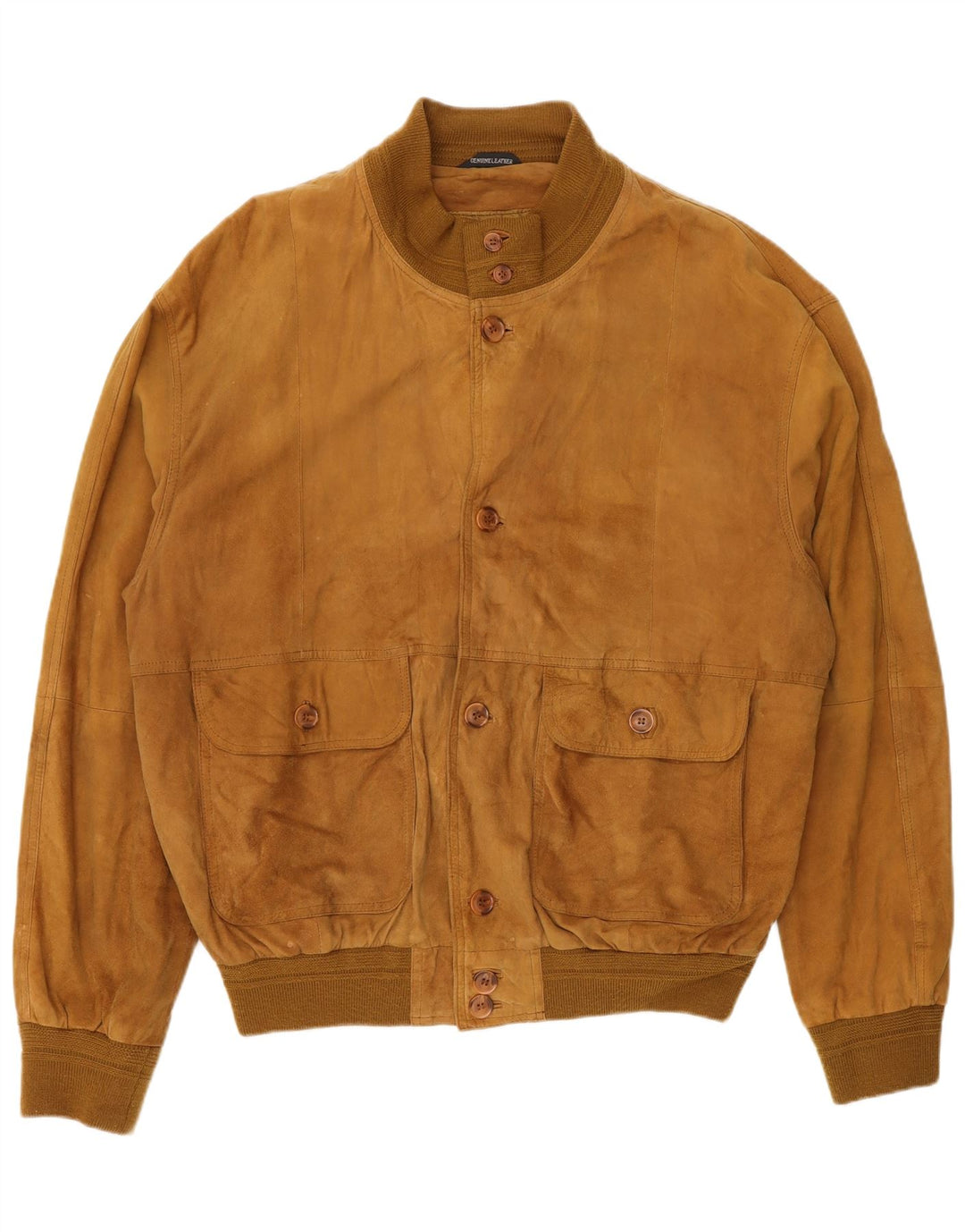 Vintage Mens Suede Bomber Jacket IT 54 2XL Beige Leather
