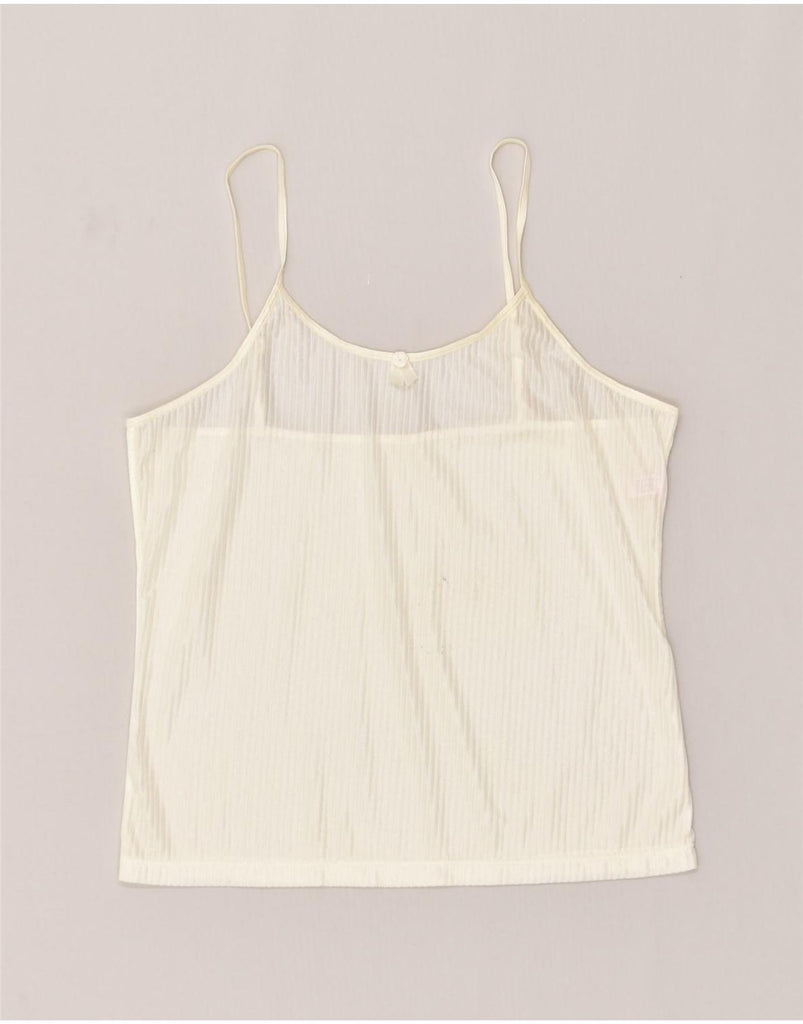 VINTAGE Womens Cami Top UK 4 XS  Off White Polyamide | Vintage Vintage | Thrift | Second-Hand Vintage | Used Clothing | Messina Hembry 