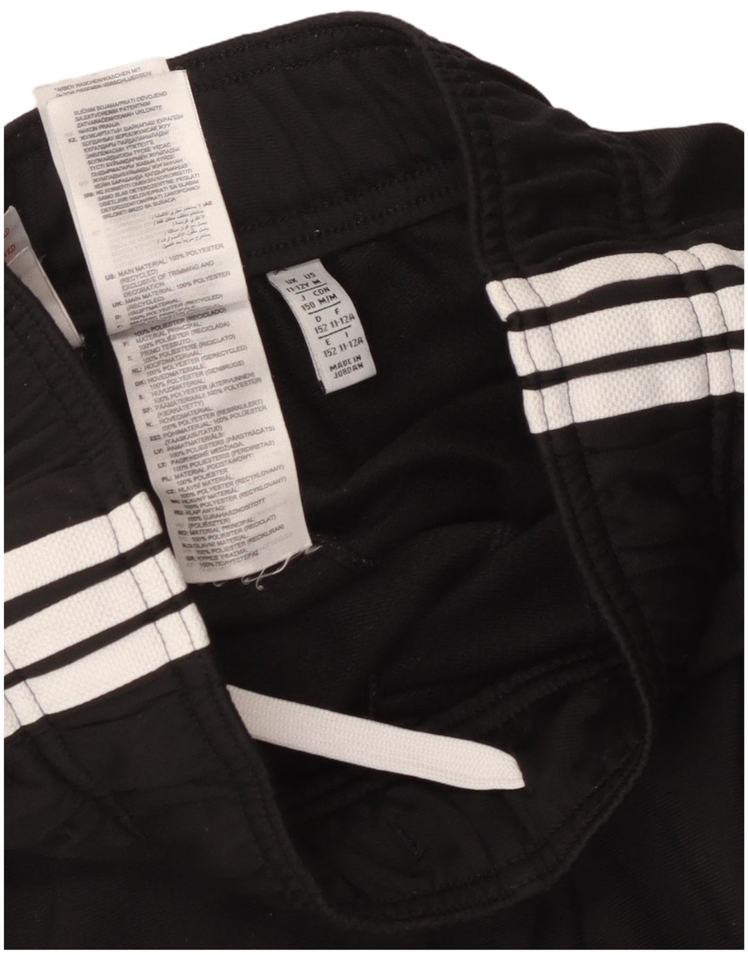 Adidas Boys Tracksuit Trousers Joggers 11-12 Years Black Polyester