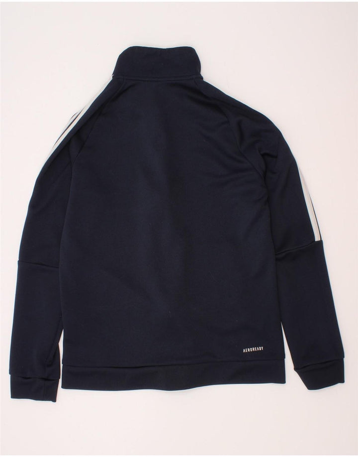 Adidas Boys Aeroready Tracksuit Top Jacket 11-12 Years Navy Blue Polyester