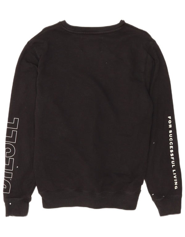 Diesel Womens Graphic Sweatshirt Jumper UK 14 Medium Black Cotton