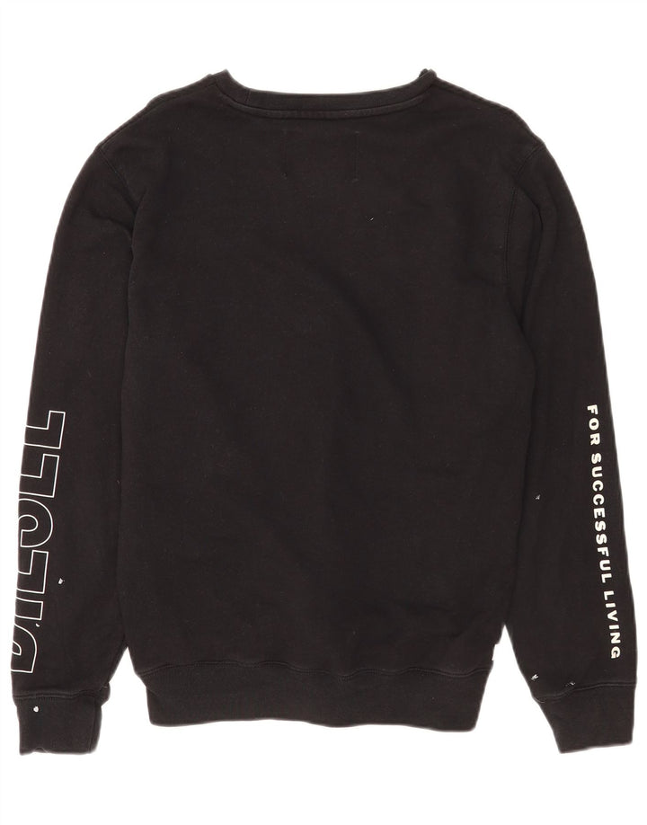 Diesel Womens Graphic Sweatshirt Jumper UK 14 Medium Black Cotton