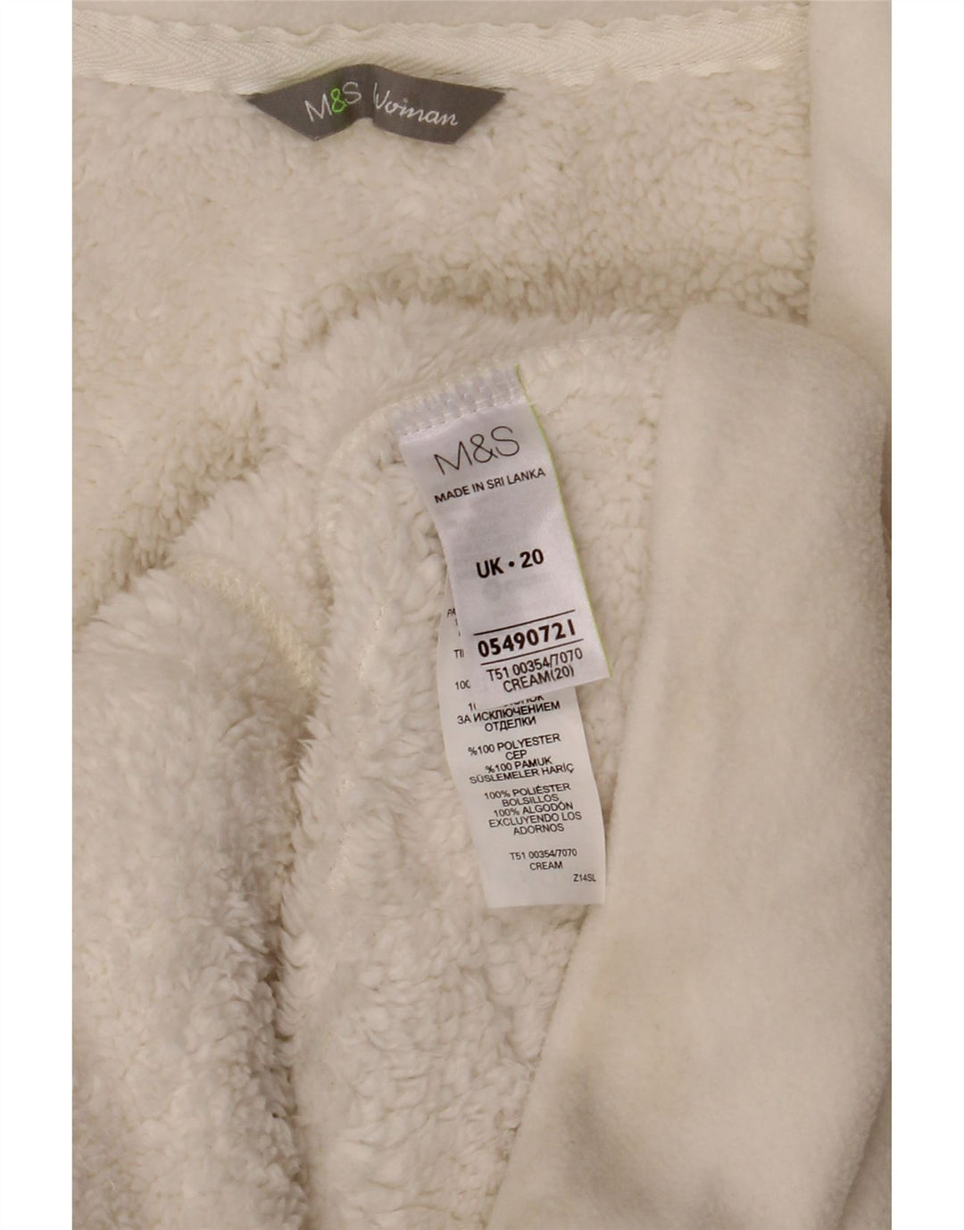 Marks & Spencer Womens Fleece Jacket UK 20 2XL White Cotton