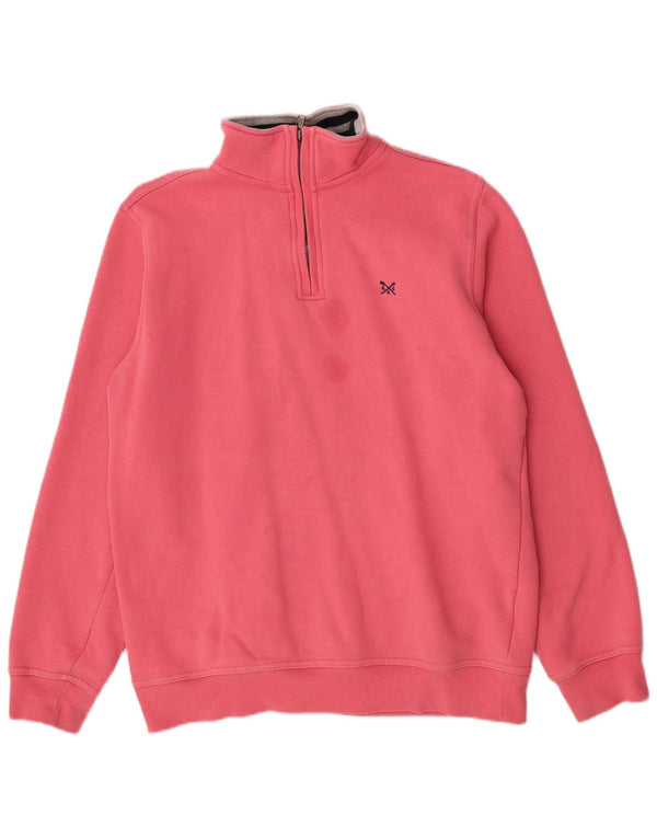 Crew Clothing Womens Zip Neck Sweatshirt Jumper UK 14 Medium Pink Cotton