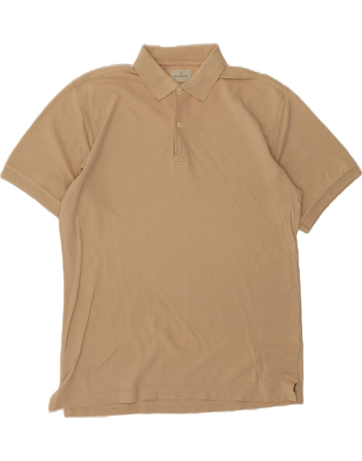 TRUSSARDI JEANS Mens Polo Shirt Large Beige Cotton Vintage Trussardi Jeans and Second-Hand Trussardi Jeans from Messina Hembry 