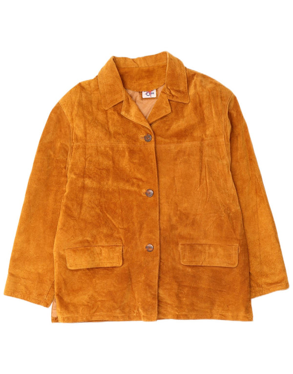 Vintage Womens Suede Jacket UK 16 Large Brown Leather Retro