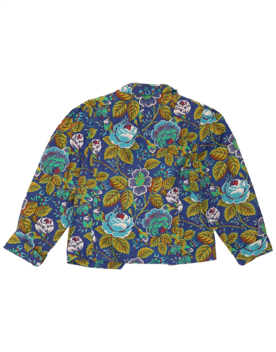 JEAN CLAIRE Womens 1 Button Blazer Jacket IT 42 Medium Blue Floral Cotton