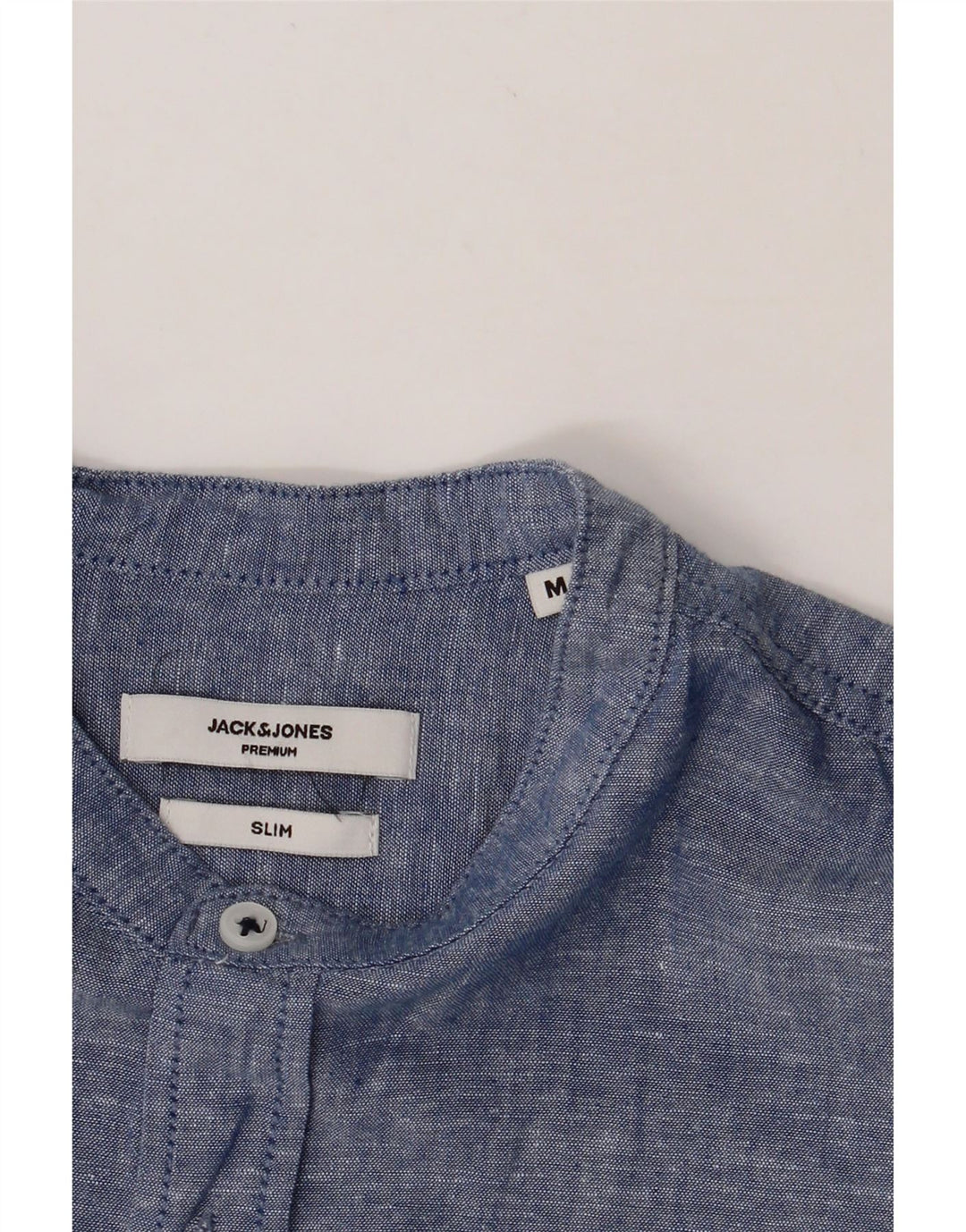 JACK & JONES Mens Premium Slim Short Sleeve Shirt Medium Blue Cotton Vintage Jack & Jones and Second-Hand Jack & Jones from Messina Hembry 