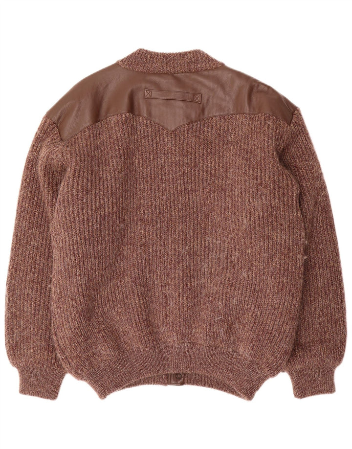 Ted Lapidus Mens Knit Bomber Jacket IT 52 XL Brown Flecked Wool