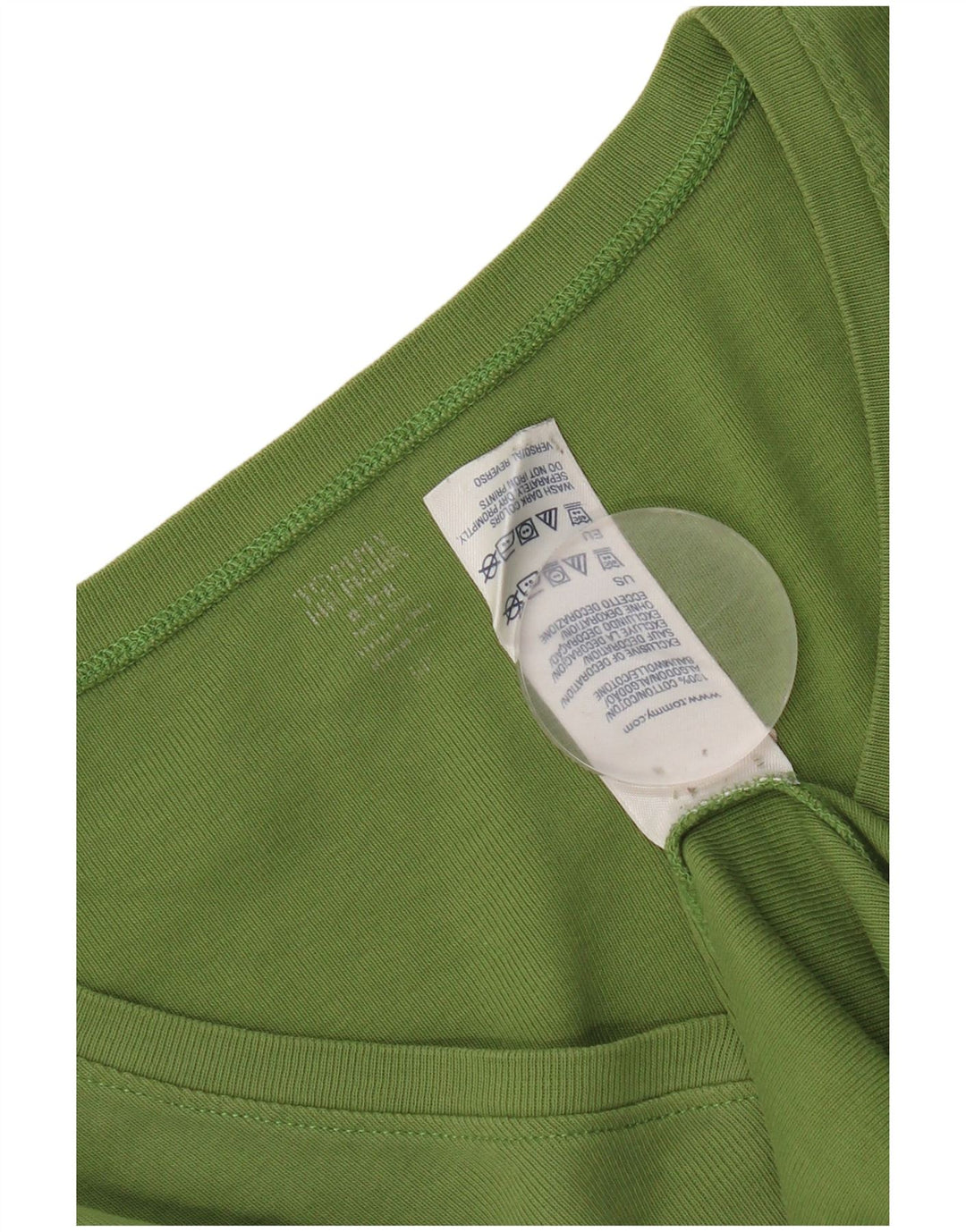 Tommy Hilfiger Womens Top Long Sleeve UK 12 Medium Green Cotton