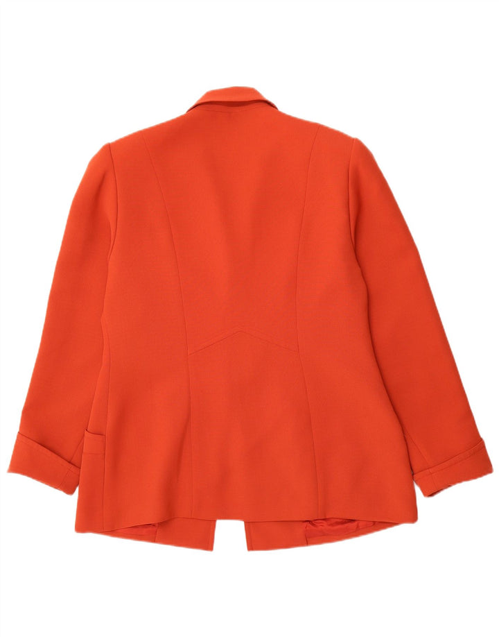 VINTAGE Womens 2 Button Blazer Jacket UK 12 Medium Orange Polyester