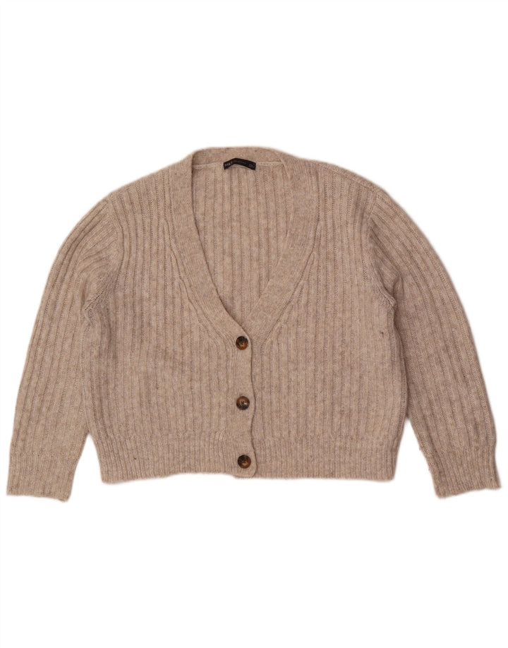 Marks & Spencer Womens Crop Oversized Cardigan Sweater UK 14 Medium Grey