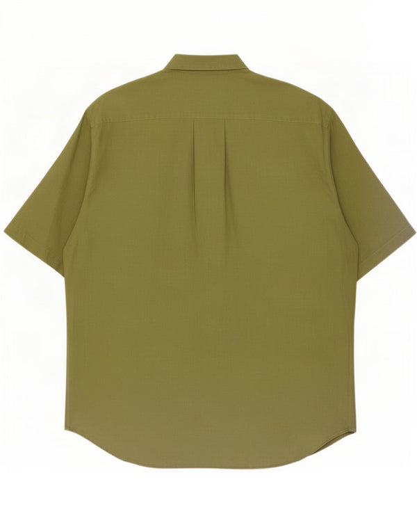 Giorgio Zanella Mens Short Sleeve Shirt Size 42 Large Khaki Linen