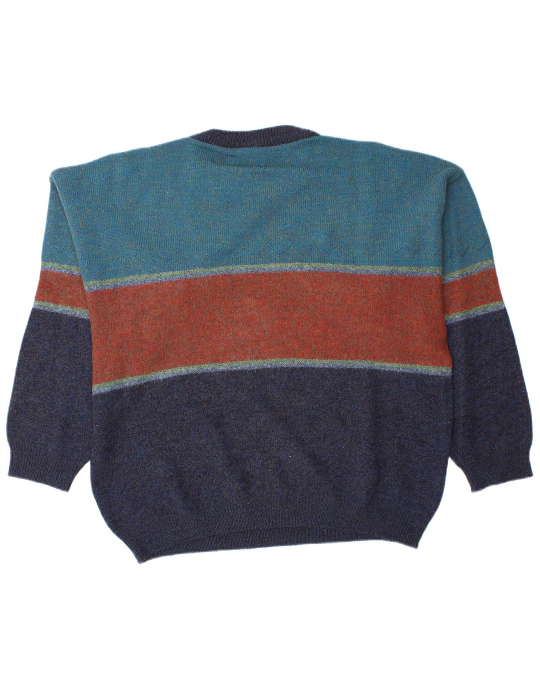 Demiro Mens Graphic Crew Neck Jumper Sweater IT 50 Medium Blue Colourblock