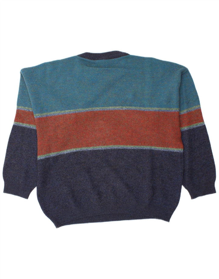 Demiro Mens Graphic Crew Neck Jumper Sweater IT 50 Medium Blue Colourblock