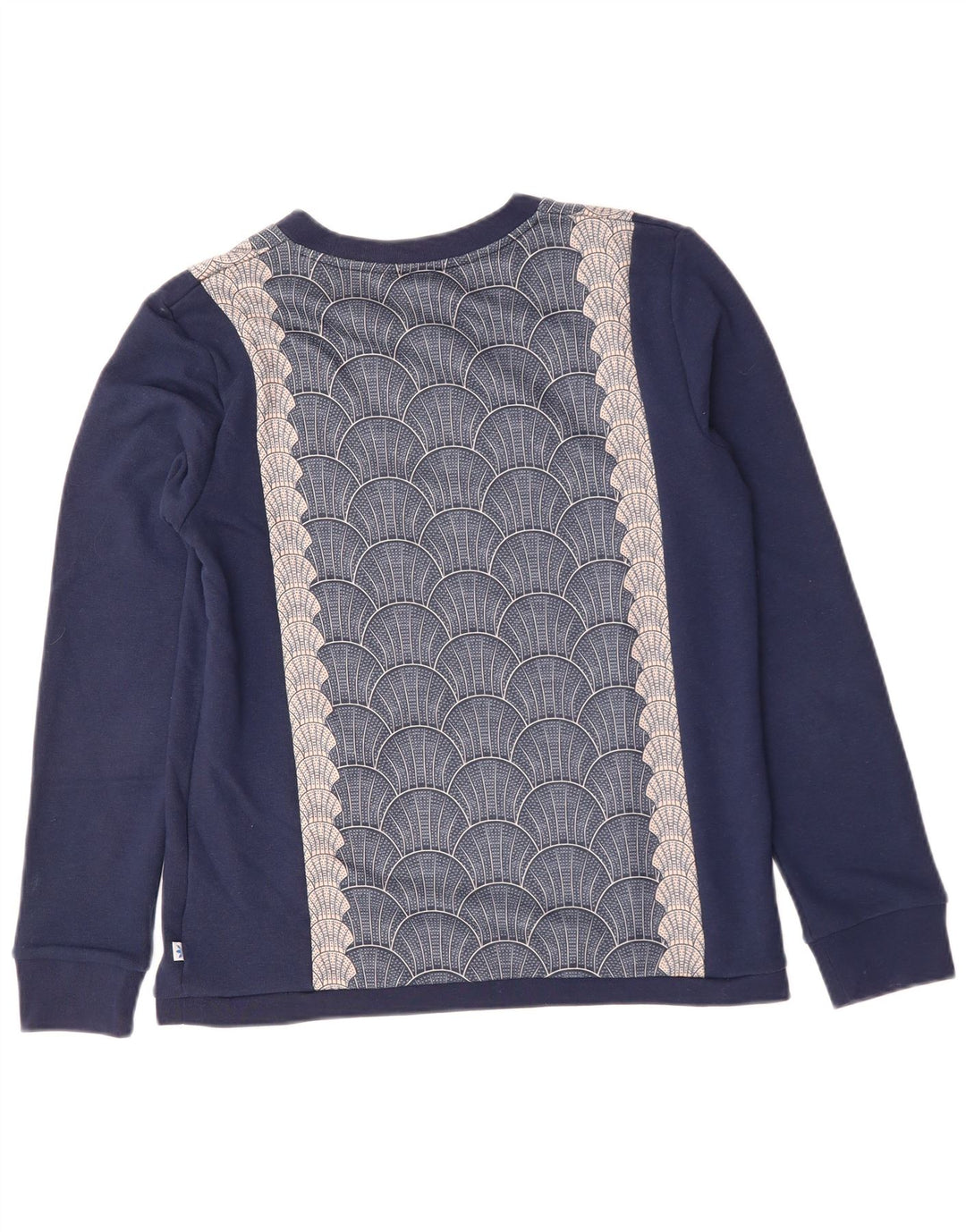 ADIDAS Womens Graphic Sweatshirt Jumper UK 14 Medium Navy Blue Geometric