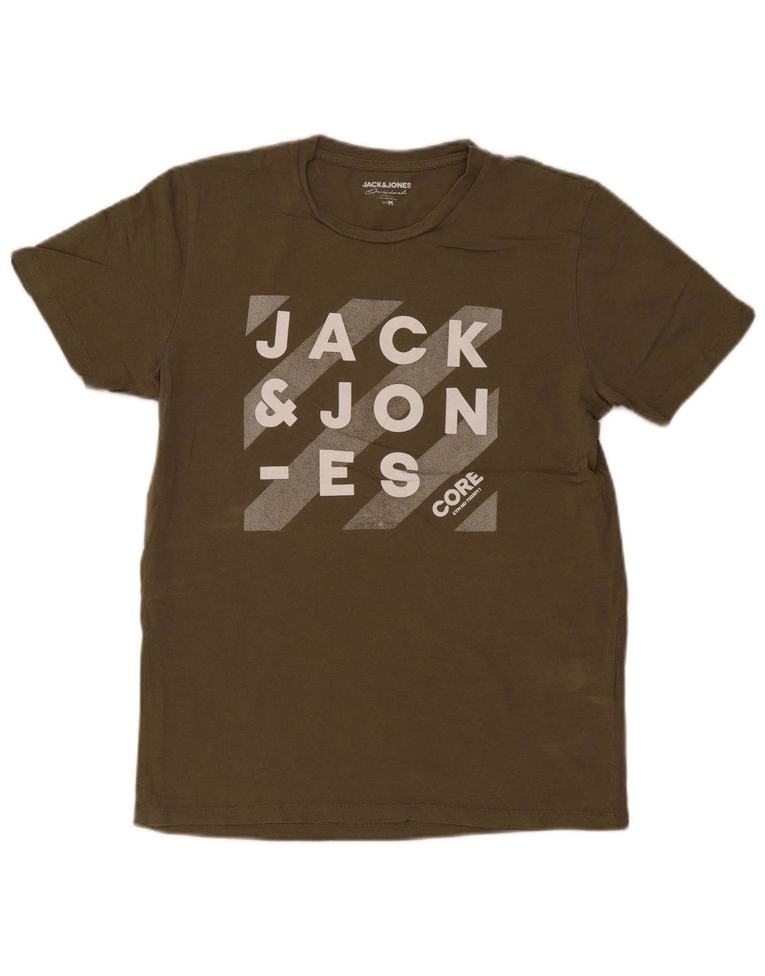 Jack & Jones Mens Graphic T-Shirt Top Medium Khaki Cotton