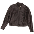 Vintage Womens Crop Leather Racer Jacket UK 16 Large Black Leather