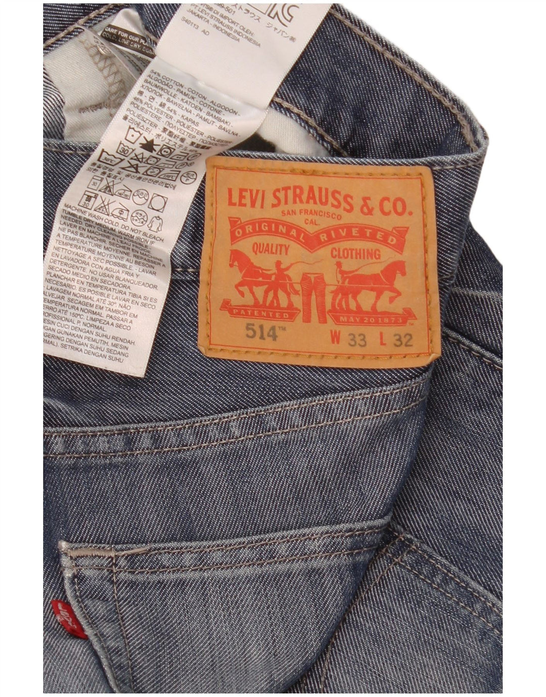 Levi's Mens 514 Bootcut Jeans W33 L32 Blue Cotton
