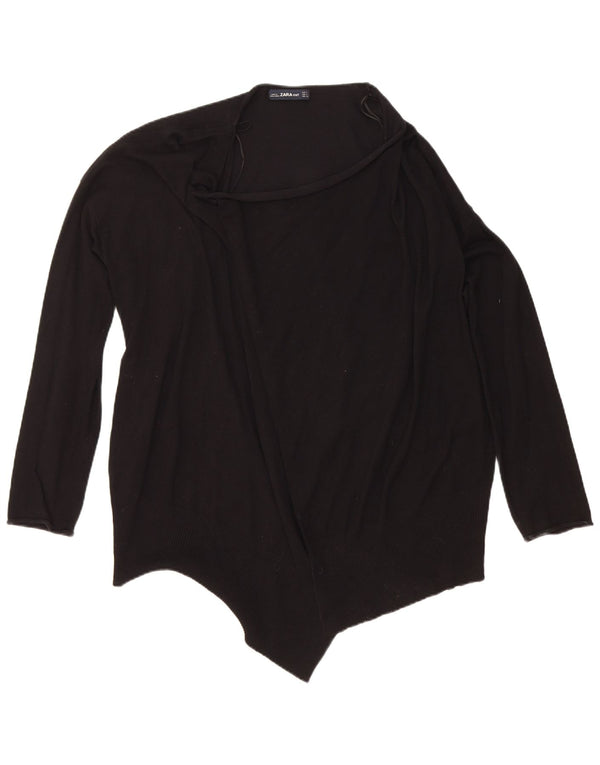 Zara Womens Open Cardigan Sweater UK 14 Medium Black Viscose
