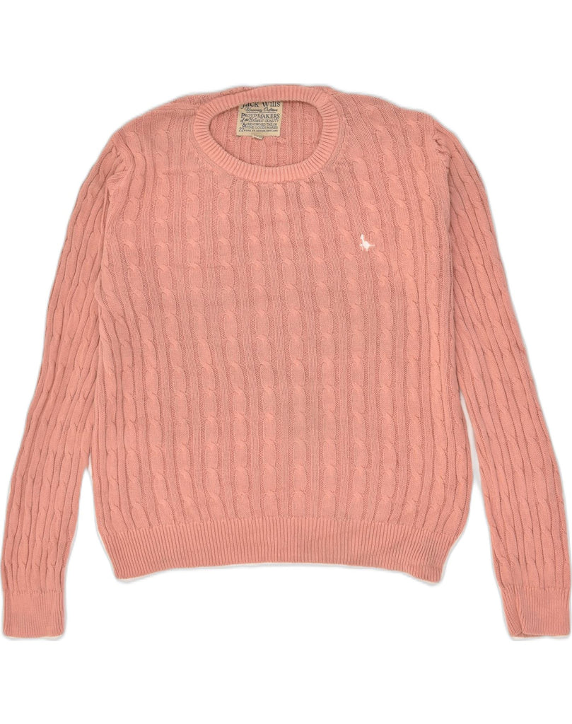 JACK WILLS Womens Crew Neck Jumper Sweater UK 14 Large Pink Cotton | Vintage Jack Wills | Thrift | Second-Hand Jack Wills | Used Clothing | Messina Hembry 