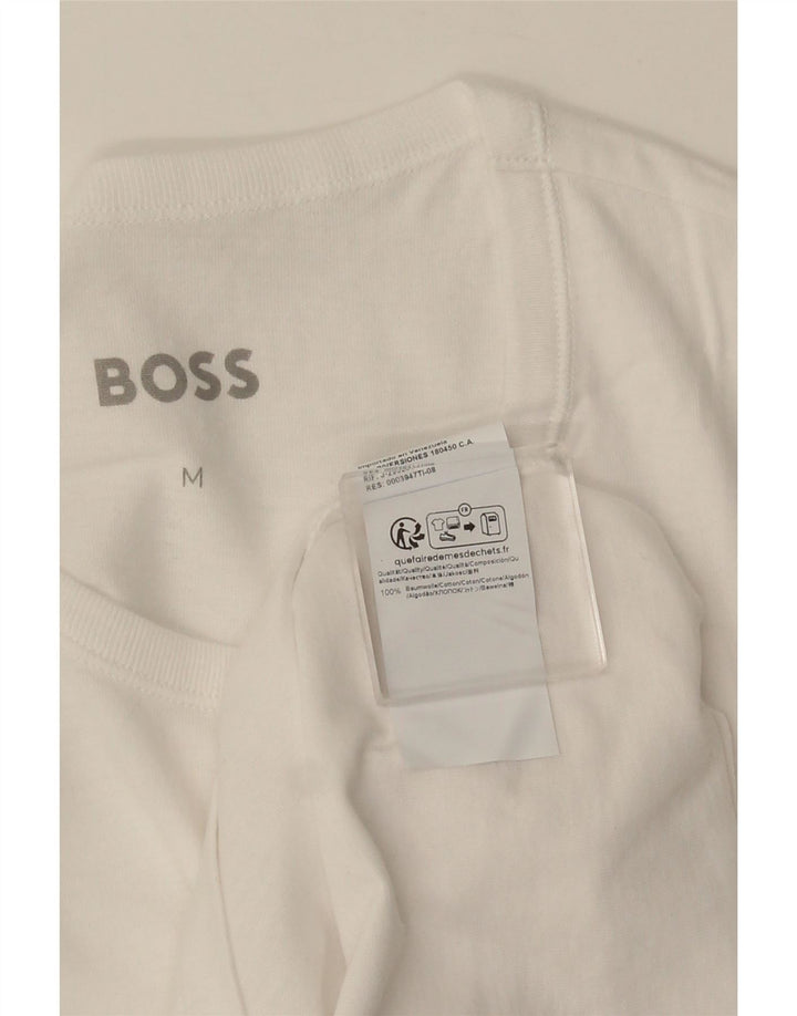 HUGO BOSS Mens T-Shirt Top Medium White Cotton
