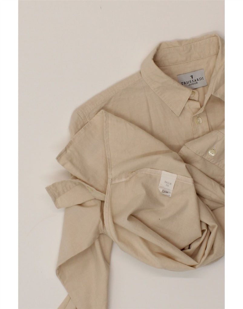TRUSSARDI JUNIOR Boys Shirt 10-11 Years Beige Cotton Vintage Trussardi Junior and Second-Hand Trussardi Junior from Messina Hembry 