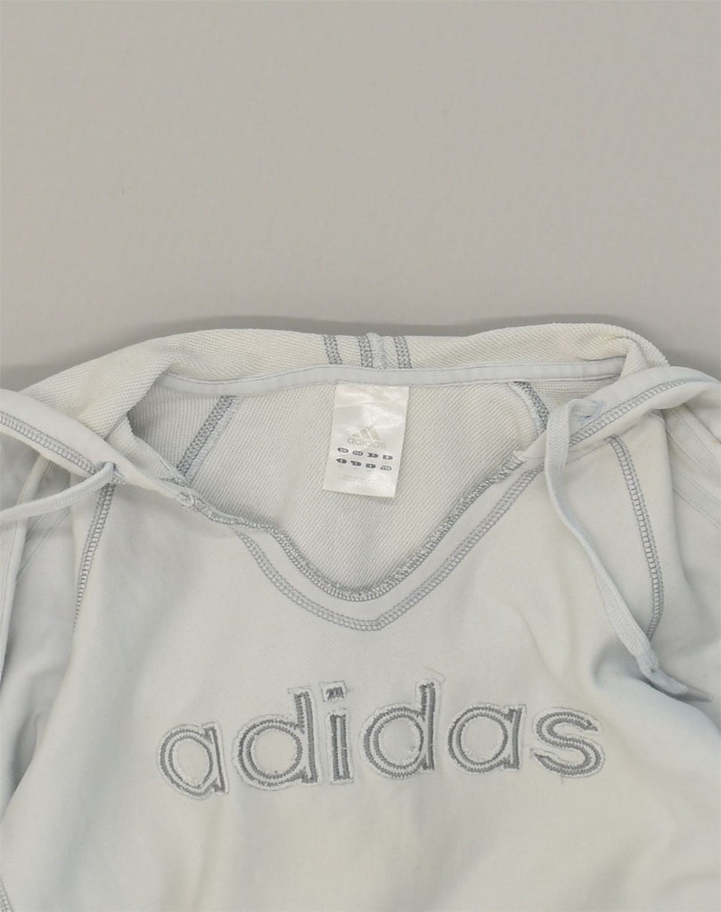 ADIDAS Womens Graphic Hoodie Jumper UK 16 Large Blue Cotton | Vintage Adidas | Thrift | Second-Hand Adidas | Used Clothing | Messina Hembry 