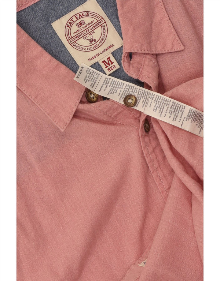 Fat Face Mens Short Sleeve Shirt Medium Pink Linen